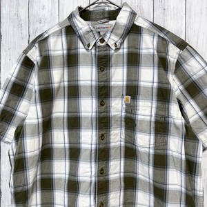 カーハート Carhartt 半袖シャツ ワークシャツ メンズ ワンポイント コットン100％ Lサイズ 5-690