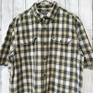 カーハート Carhartt 半袖シャツ チェックシャツ ワークシャツ メンズ ワンポイント コットン100％ Lサイズ 5-700