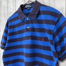 ラルフローレン Ralph Lauren ボーダーシャツ 半袖 ポロシャツ メンズ ワンポイント コットン100% Sサイズ 5‐701_画像3