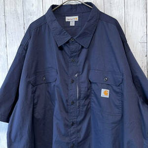 カーハート Carhartt 半袖シャツ ワークシャツ メンズ ワンポイント コットン25％ ポリエステル46％ エラステレル29％ 5XLサイズ 5-747