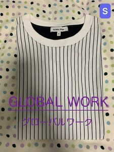 GLOBAL WORK グローバルワーク　半袖カットソー　Tシャツ ストライプ　S