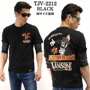 VANSON LEATHERS × TOM & JERRY トム アンド ジェリー 【定価\9500＋税】 7分フェイクTEE TJV-2212 BLACK サイズ L