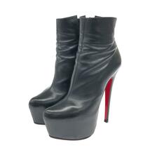 ◆Christian Louboutin クリスチャンルブタン ブーツ 37◆ ブラック レザー レディース 靴 シューズ ブーティー boots_画像1