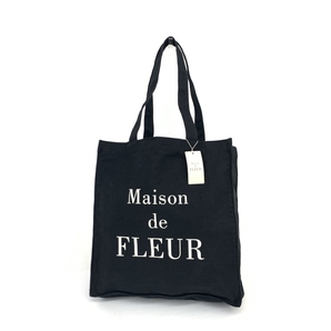 未使用品◆Maison de FLEUR メゾンドフルール トートバッグ◆ ブラック キャンバス ロゴ レディース エコバッグ 肩掛け bag 鞄の画像1