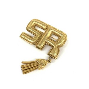 ◆SONIA RYKIEL ソニアリキエル ブローチ◆ ゴールドカラー SRロゴ タッセル レディース ヴィンテージ accessory アクセサリー