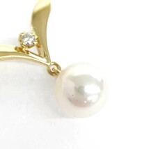 美品◆MIKIMOTO ミキモト K18ネックレス ◆ ゴールドカラー パール6.5mm ダイヤ1P K18YG レディース 総重量:2.6g ジュエリー_画像3