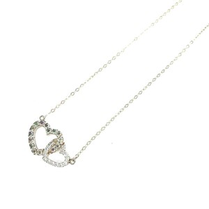 ◆4℃ ヨンドシー SVネックレス◆ シルバーカラー SILVER ハート ラインストーン レディース accessory アクセサリー