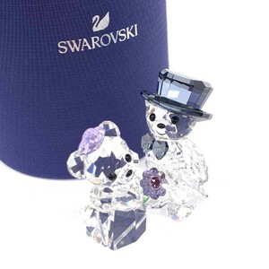 *SWAROVSKI Swarovski figyu Lynn * 1096736 прозрачный crystal пара Bear вы . хлопчатник . интерьер украшение 