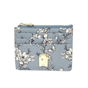  excellent *FURLA Furla coin case * blue lady's card-case pass case purse change purse . clothing accessories 