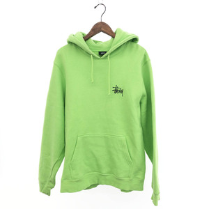 *STUSSY Stussy pull over Parker size M* neon green cotton men's tops stock Logo 