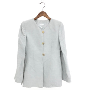*ARMANI COLLEZIONI Armani ko let's .-nino-kala- jacket size 40* gray linen silk lady's outer Italy made 