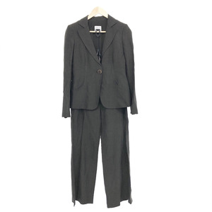 *ARMANI COLLEZIONI Armani ko let's .-ni pants suit size 40* black / Brown linen silk lady's top and bottom set 