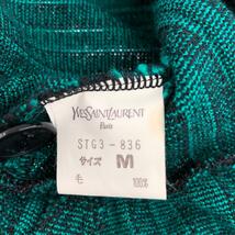 ◆YvesSaintLaurent(YSL) イヴサンローラン ニットジャケット サイズM◆ ブラック/グリーン ウール レディース アウター ロゴボタン_画像7