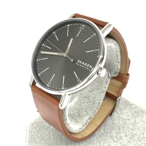 ◆Skagen スカーゲン 腕時計 ◆SKW6578 シルバーカラー/ブラウン SS×レザー ユニセックス ウォッチ watch