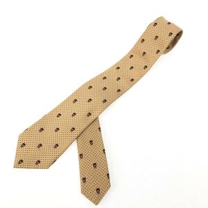  excellent *ALEXANDER MCQUEEN Alexander McQueen necktie * beige silk 100% Skull total pattern men's silk formal suit clothing accessories 