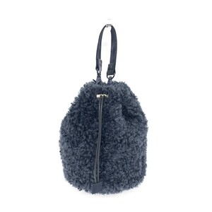 ◆MACKINTOSH LONDON マッキントッシュロンドン ハンドバッグ◆ ネイビー エコファー 巾着 レディース bag 鞄