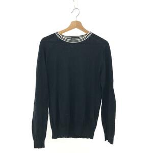 ◆JOHN SMEDLEY ジョンスメドレー クルーネック ニット M◆ ブラック メンズ トップス ライン コットン