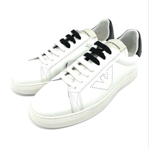 未使用品◆EMPORIO ARMANI エンポリオアルマーニ スニーカー UK7◆ ホワイト レザー メンズ 靴 シューズ sneakers