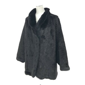 ◆毛皮コート ミンク ファーコート ミンク ◆ ブラック レディース ドルマンスリーブ 裏地刺繍 高級 ファー