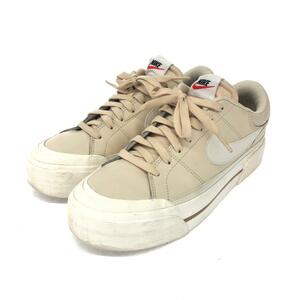 良好◆NIKE ナイキ コートレガシー リフト スニーカー 26◆DM7590-200 アイボリー レザー レディース 靴 シューズ sneakers