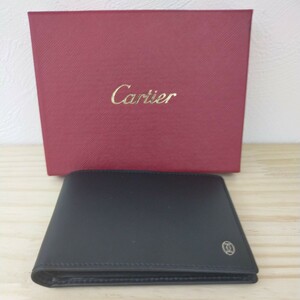 未使用品 バク安スタート Cartier レザー 二つ折り財布 パスケース 箱付 ブラック カルティエ カードケース