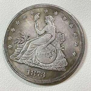 アメリカ 硬貨 古銭 自由の女神 1873年 13の星 独立十三州 旗 盾 アメリカ大陸地図 ハクトウワシ オリーブの枝 コイン 重21.47g