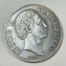 ドイツ 硬貨 古銭 バイエルン州 1866年 ルートヴィヒ2世 「ケーニヒ フォン バイエルン」銘 州章 ライオン クラウン コイン 重20.53g_画像2