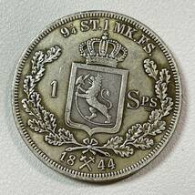 ノルウェー 硬貨 古銭 チャールズ 3 世ジョン 1844年 ノルウェーのライオン ゴート族 クラウン コイン 重26.10g_画像1