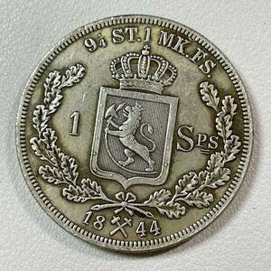 ノルウェー 硬貨 古銭 チャールズ 3 世ジョン 1844年 ノルウェーのライオン ゴート族 クラウン コイン 重26.10g