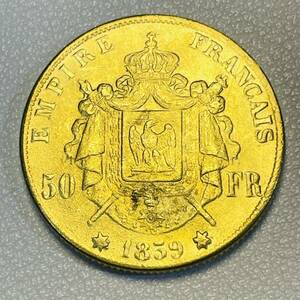 フランス 硬貨 古銭 ナポレオン三世 1859年 レジオンドヌール勲章 月桂樹 鷲 盾 コイン 重11.66g