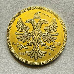 アルバニア 硬貨 古銭 ゾグ1世 1928年 フランガアリ 双頭のワシ コイン 重18.56g