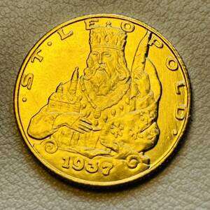 オーストリア帝国 硬貨 古銭 聖レオポルド 1937年 帝国の鷲 ミニチュアの教会 国章 コイン 重3.60g 金貨 