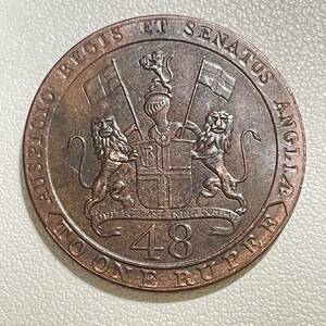 イギリス領インド 硬貨 古銭 マドラス大統領府 1794年 「イングランド国王と議会の権威により」 「統一東インド会社」銘 コイン 重14.18g 
