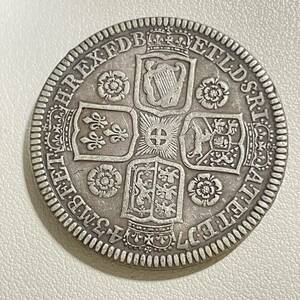  England coin old coin George 2.1746 year Crown England Scotland i-ll Land . chapter country flower coin -ply 27.17g silver coin 