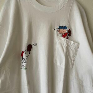 USA製SNOOPYスヌーピー刺繍半袖Tシャツ
