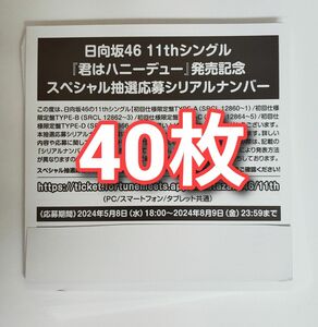 日向坂46 君はハニーデュー スペシャル抽選応募券 シリアルナンバー 40枚