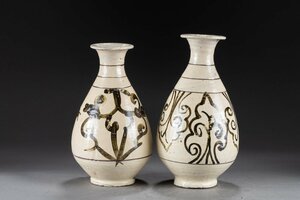 【華】某有名収集家買取品 時代物 施釉陶 色絵特種白材 二点 酒具 古美術 骨董品YA230698393-EQ