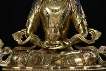 【清】某有名収集家買取品 西蔵・チベット伝来・時代物 銅金 無量寿仏造像 極細工 密教古美術_画像5