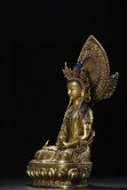 【清】某有名収集家買取品 西蔵・チベット伝来・時代物 銅金 無量寿仏造像 極細工 密教古美術_画像9