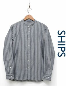 ZO-J355/ beautiful goods SHIPS long sleeve shirt band color stripe table nappy S navy blue gray spring autumn made in Japan 