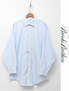 P297/Brooks Brothers 長袖ドレスシャツ SLIM FIT ノンアイロン ストライプ 17-33 XL相当 青 白