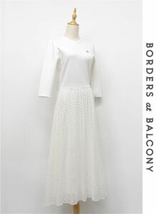 K374/BORDERS at BALCONY ボーダーズアットバルコニー ポルカドットドレス ロングワンピース チュール 36 S 白