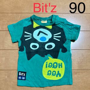 Bit'z ビッツ グリーン ねこ 半袖 Tシャツ 90 キッズ 子供服 半袖Tシャツ