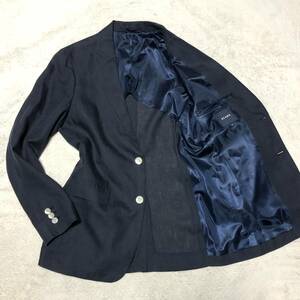  Beams BEAMSlinen100% лен ткань tailored jacket Anne темно синий жакет подкладка нет 2B ракушка кнопка темно-синий S размер 