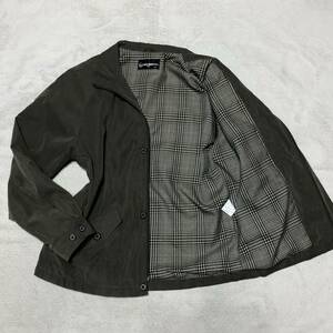 GIANNI VALENTINO ジャンニバレンチノ【漂う高級感】千鳥格子柄裏地 フルジップ ブルゾン ジャケット カーキ Sサイズ