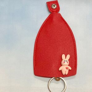 キーケース キーカバー キーホルダー 赤 うさぎ