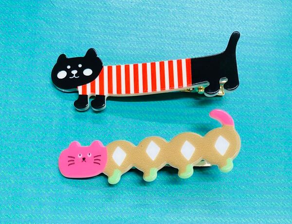子猫デザインヘアピン ヘアクリップ ヘアアクセサリー キャット 2個セット