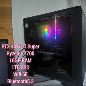 rtx4070 ti super ryzen 7 7700 wifi 6e ゲーミングPC