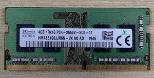 SK hynix ノート用 DDR4 4GB メモリー PC4-2666V