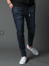 ★ The DUFFER of ST.GEORGE RE PET VERTICAL STRETCH DENIM：サステナブル リサイクルデニム 立体裁断イージーデニムパンツ　S_画像2